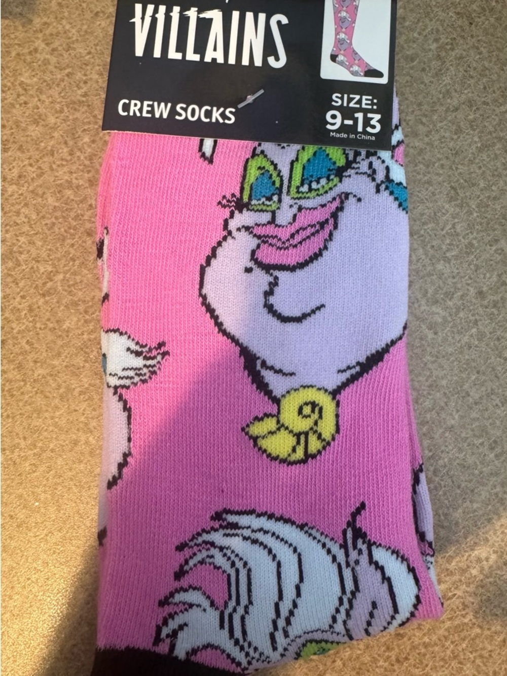Disney Villains Ursula Pink & Lavender Crew Socks